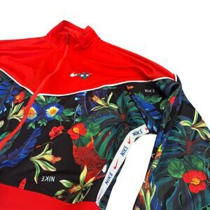 Nike Hyper Femme Cropped Tropical Parrot Track Jacket XL Full Zip Logo Tape